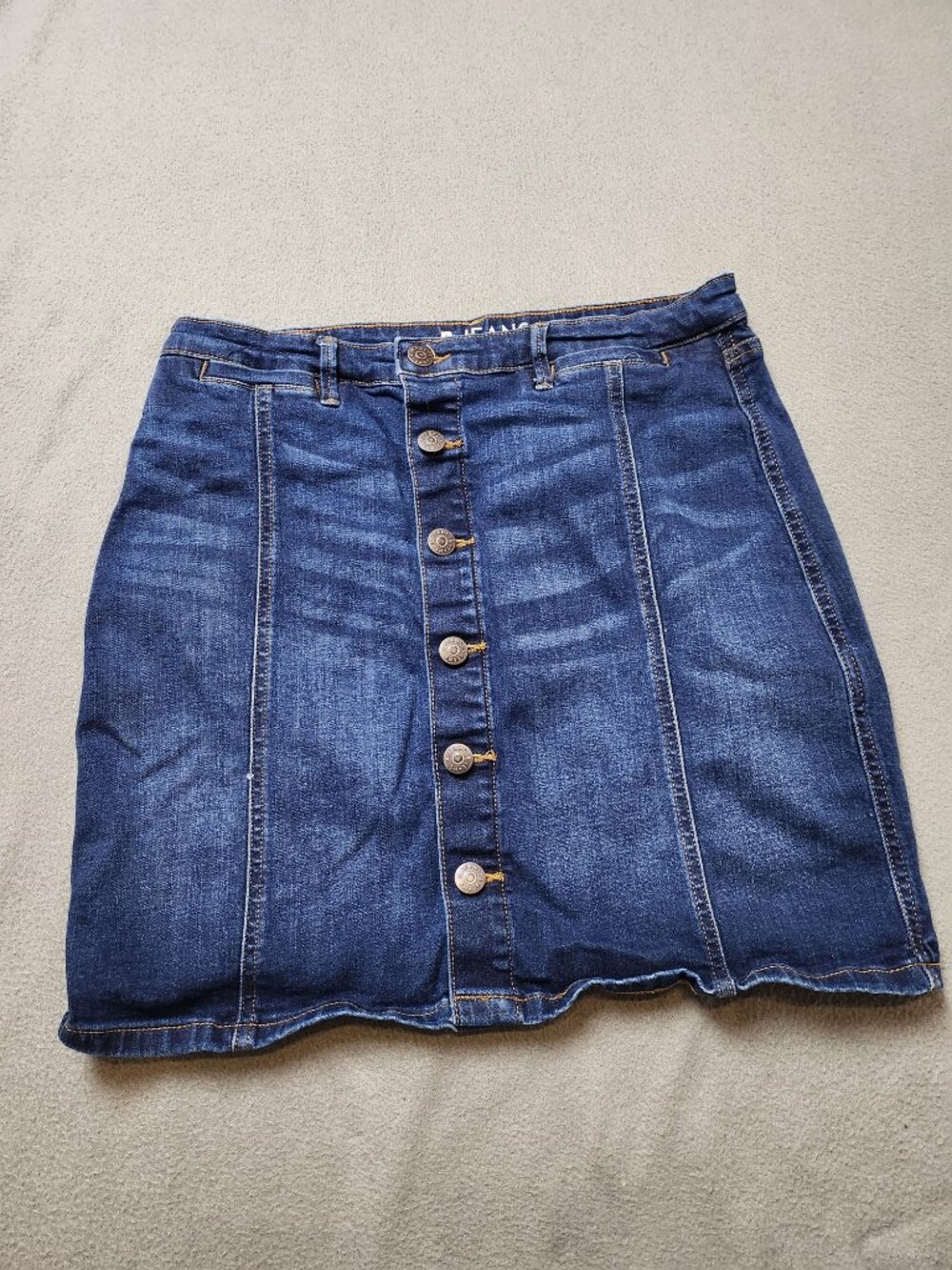 R Jeans Dark Wash Button Front Denim Mini Skirt Size 30